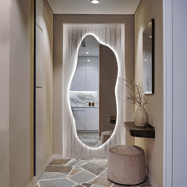 Miroir forme irrégulière lumineux 35x80 cm