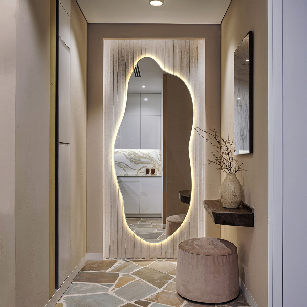 Miroir forme irrégulière lumineux 35x80 cm