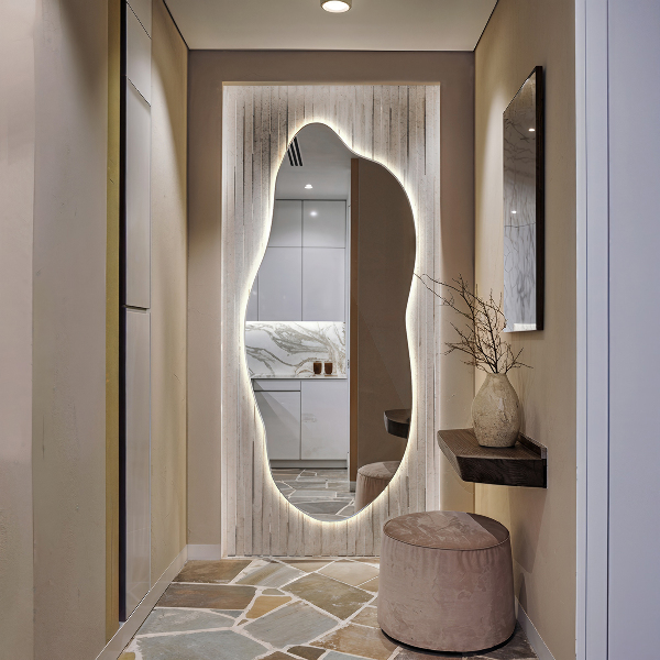 Miroir forme irrégulière lumineux 40x90 cm