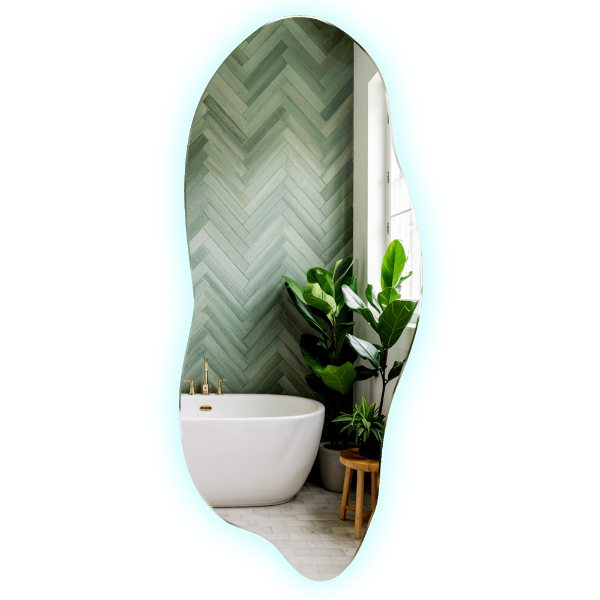 Miroir forme irrégulière lumineux 40x90 cm