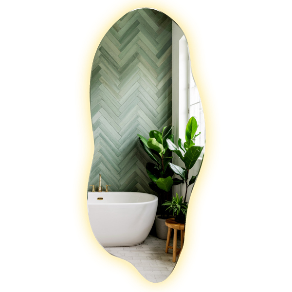 Miroir forme irrégulière lumineux 45x100 cm