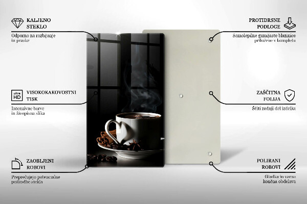 Protection plaque induction Une tasse de café chaud