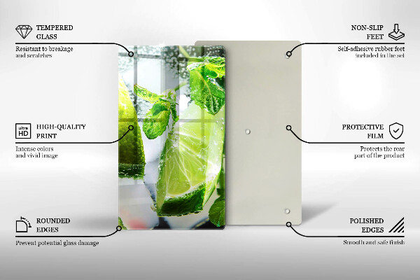 Protection plaque induction Eau avec du citron vert et de la glace