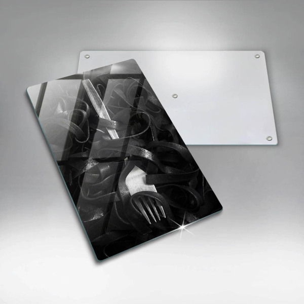 Protection plaque induction Pâtes noires et fourchette