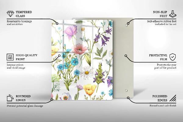Protection plaque induction Illustration de fleurs