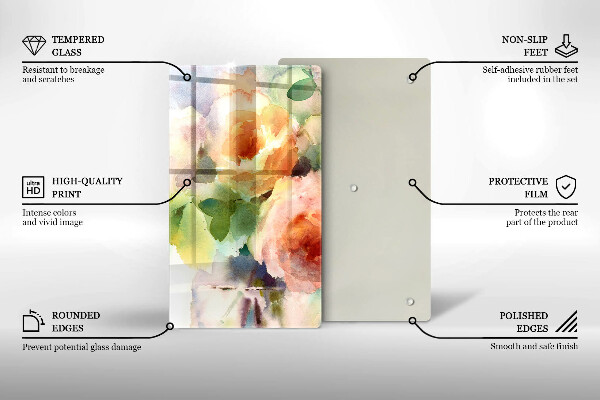 Protection plaque induction Fleurs peintes