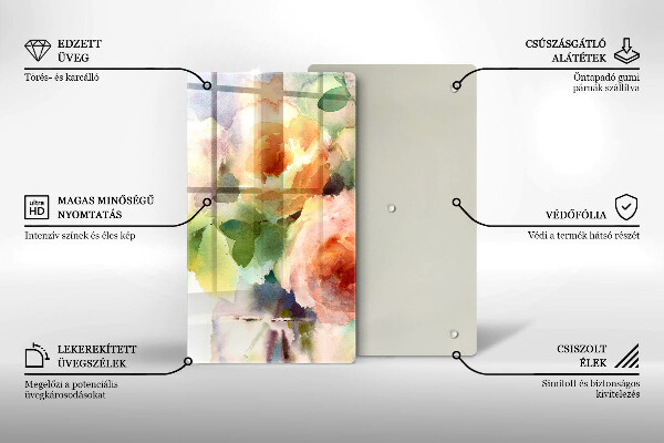 Protection plaque induction Fleurs peintes