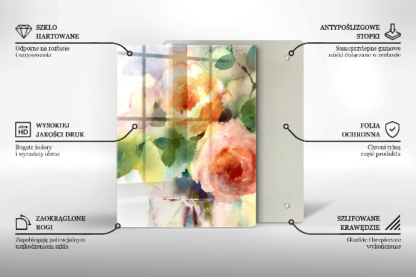 Protection plaque induction Fleurs peintes