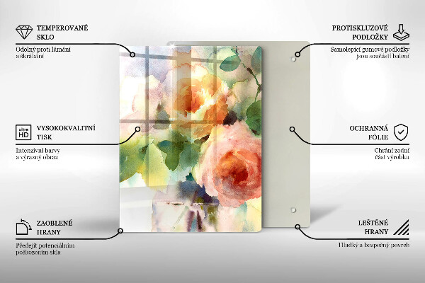 Protection plaque induction Fleurs peintes