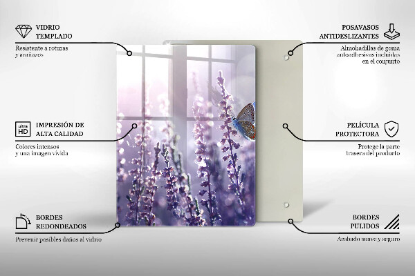 Protection plaque induction Fleurs sauvages et papillon