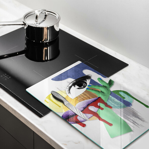 Protection plaque induction Collage abstrait artistique