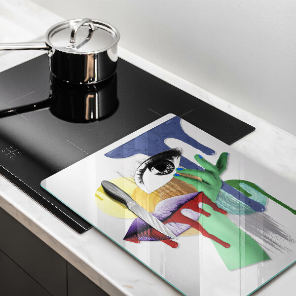 Protection plaque induction Collage abstrait artistique