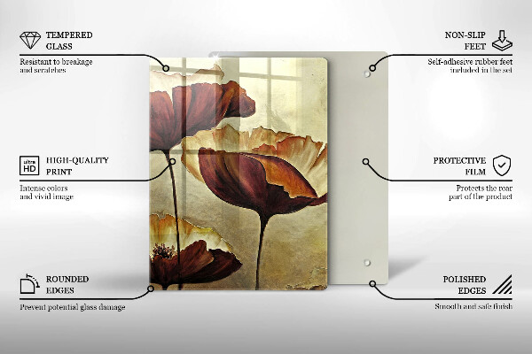 Protection plaque induction Fleurs de bohème peintes