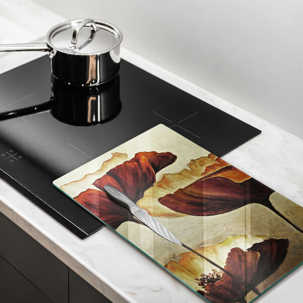 Protection plaque induction Fleurs de bohème peintes