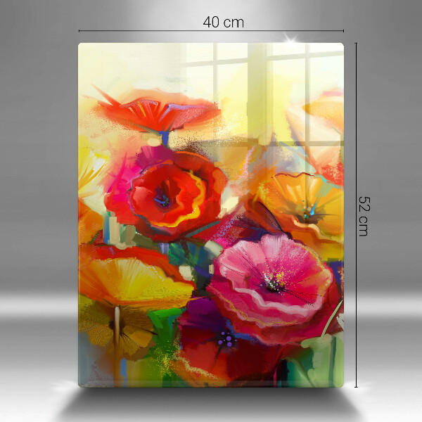 Protection plaque induction Fleurs colorées peintes