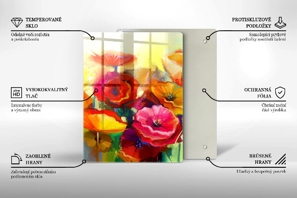 Protection plaque induction Fleurs colorées peintes