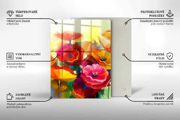 Protection plaque induction Fleurs colorées peintes