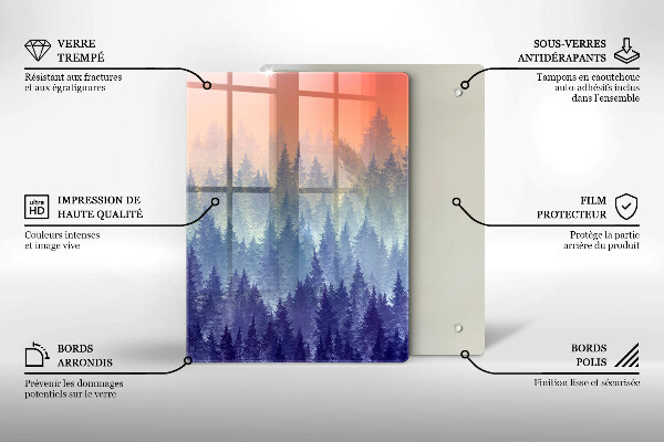 Protection plaque induction Forêt au coucher du soleil