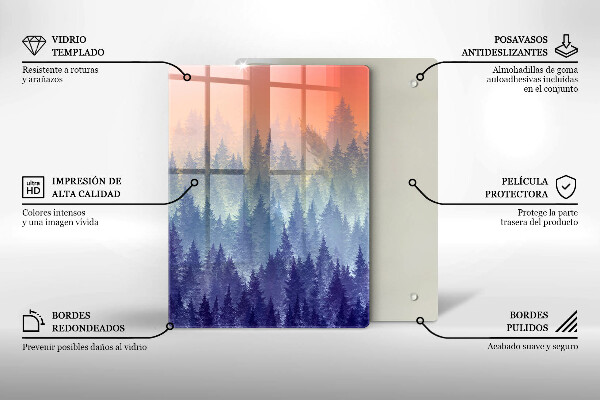 Protection plaque induction Forêt au coucher du soleil
