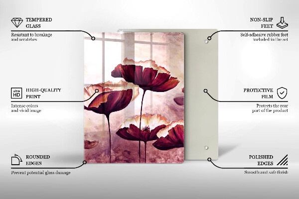 Protection plaque induction Peinture de fleurs