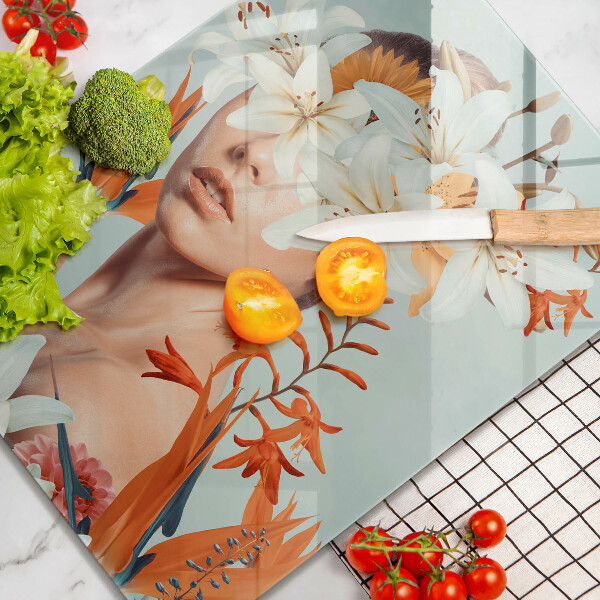 Protection plaque induction Femme en fleurs