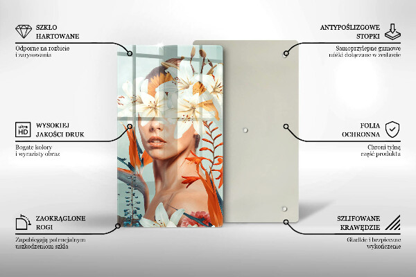 Protection plaque induction Femme en fleurs