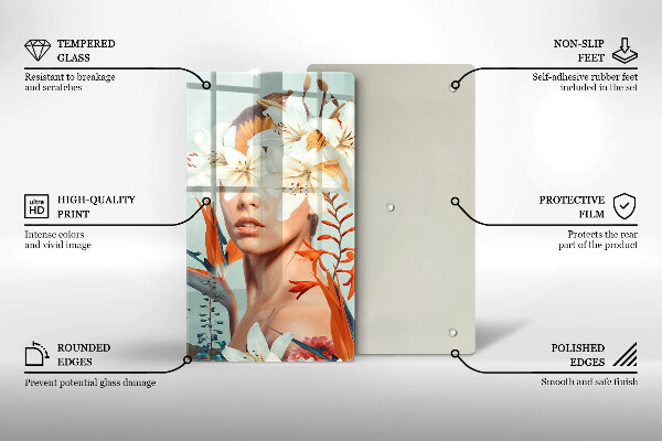 Protection plaque induction Femme en fleurs