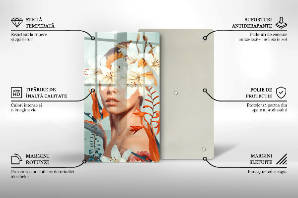 Protection plaque induction Femme en fleurs