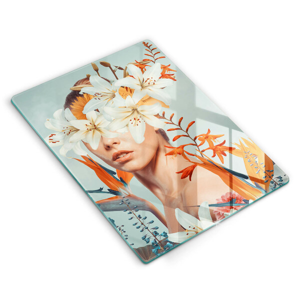 Protection plaque induction Femme en fleurs