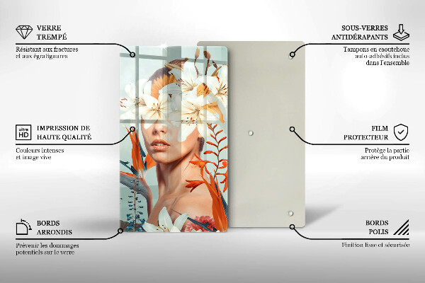 Protection plaque induction Femme en fleurs