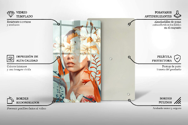 Protection plaque induction Femme en fleurs