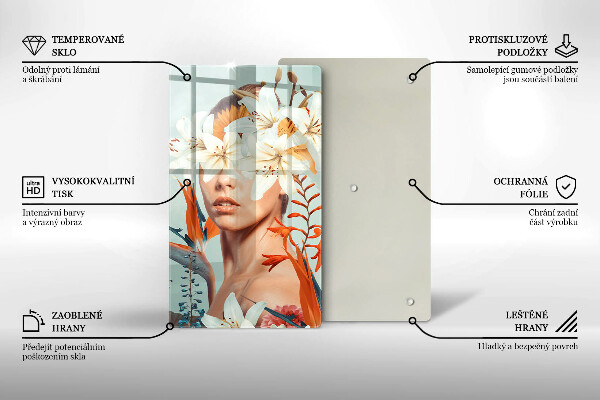 Protection plaque induction Femme en fleurs