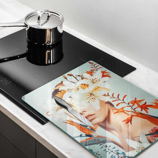 Protection plaque induction Femme en fleurs