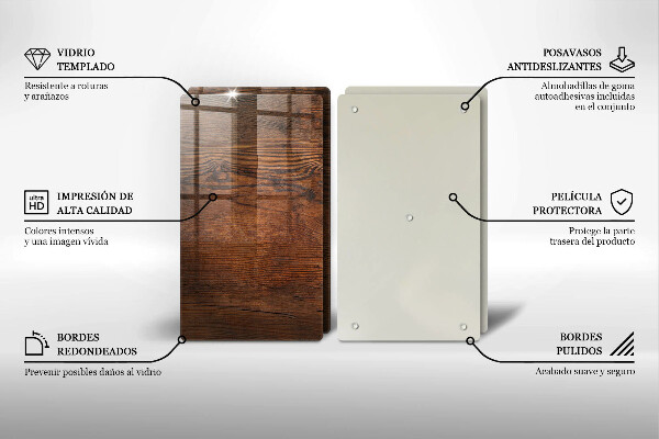 Cache plaque de cuisson Planche de bois foncé