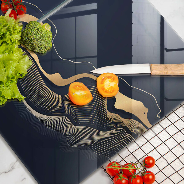 Cache plaque de cuisson Lignes dorées abstraites