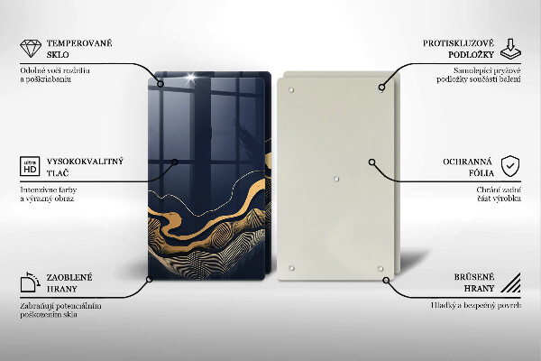 Cache plaque de cuisson Lignes dorées abstraites