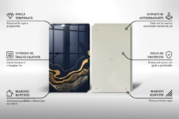 Cache plaque de cuisson Lignes dorées abstraites