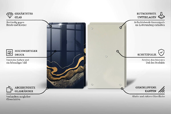 Cache plaque de cuisson Lignes dorées abstraites