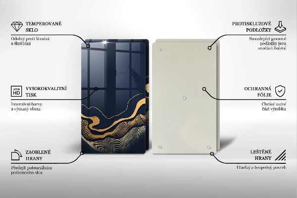 Cache plaque de cuisson Lignes dorées abstraites