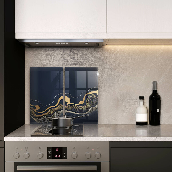 Cache plaque de cuisson Lignes dorées abstraites