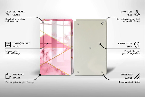 Cache plaque de cuisson Marbre géométrique