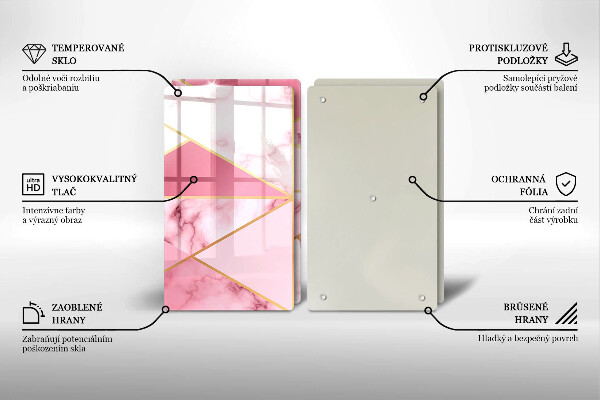 Cache plaque de cuisson Marbre géométrique