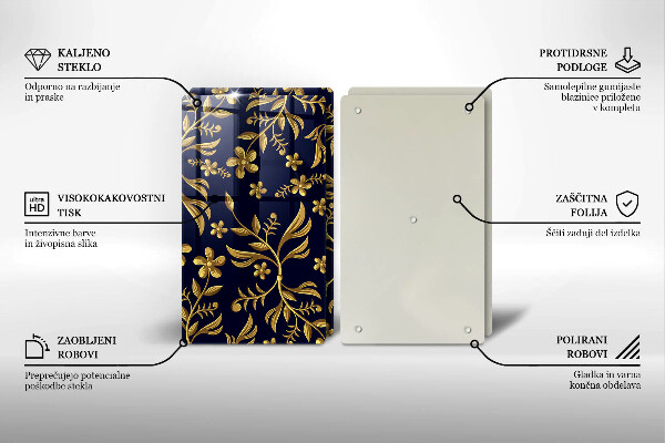 Cache plaque de cuisson Motif fleur doré