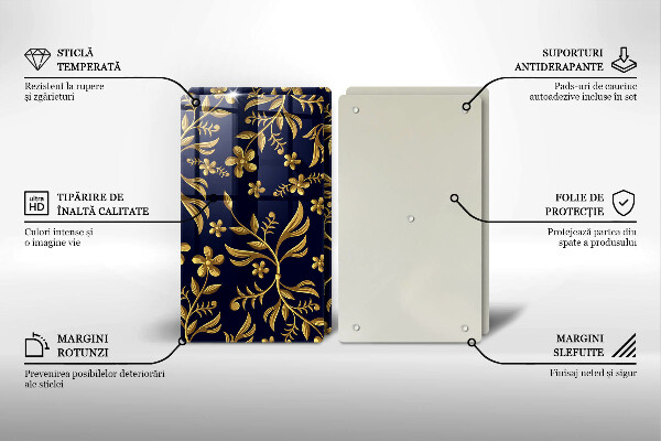 Cache plaque de cuisson Motif fleur doré