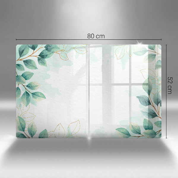 Cache plaque de cuisson Feuilles peintes