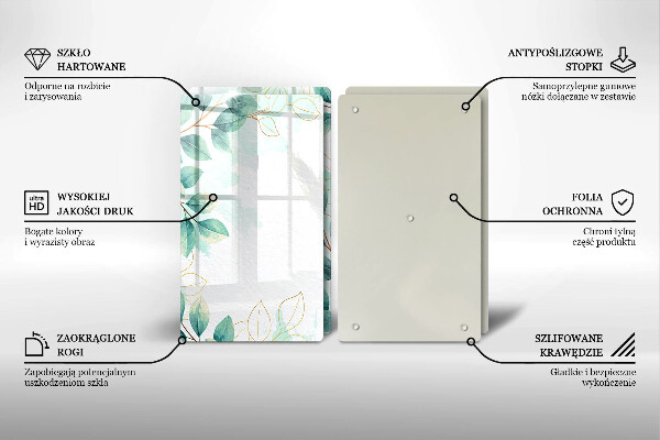 Cache plaque de cuisson Feuilles peintes