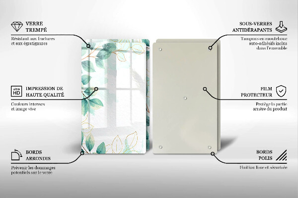 Cache plaque de cuisson Feuilles peintes