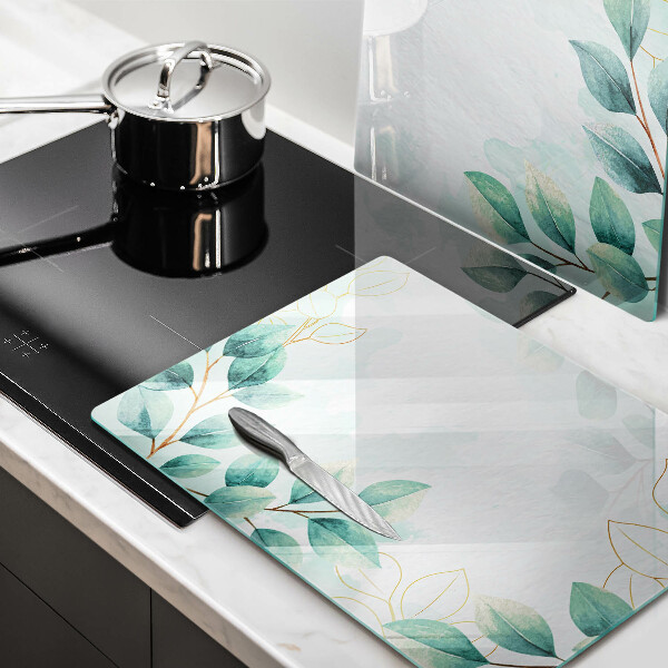 Cache plaque de cuisson Feuilles peintes
