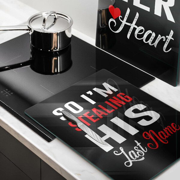 Cache plaque de cuisson Inscription phrase motif