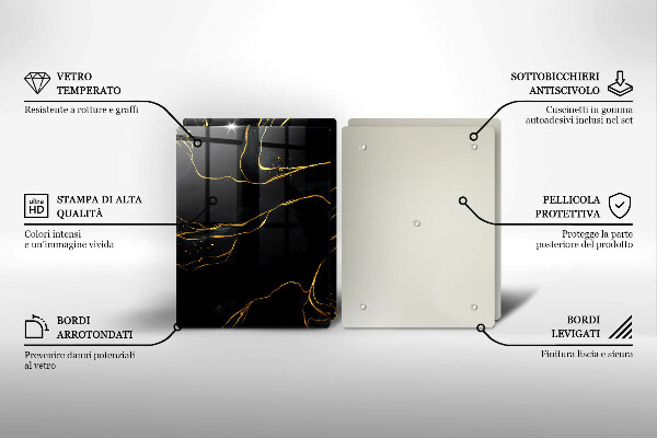 Cache plaque de cuisson Marbre noir